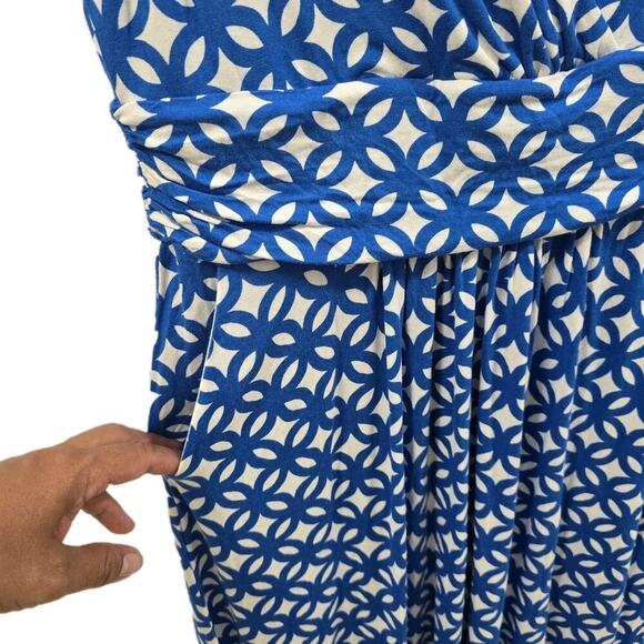 Boden Blue Floral Viscose Sleevess Mini Dress Vacation Summer Size 8 - Picture 4 of 10